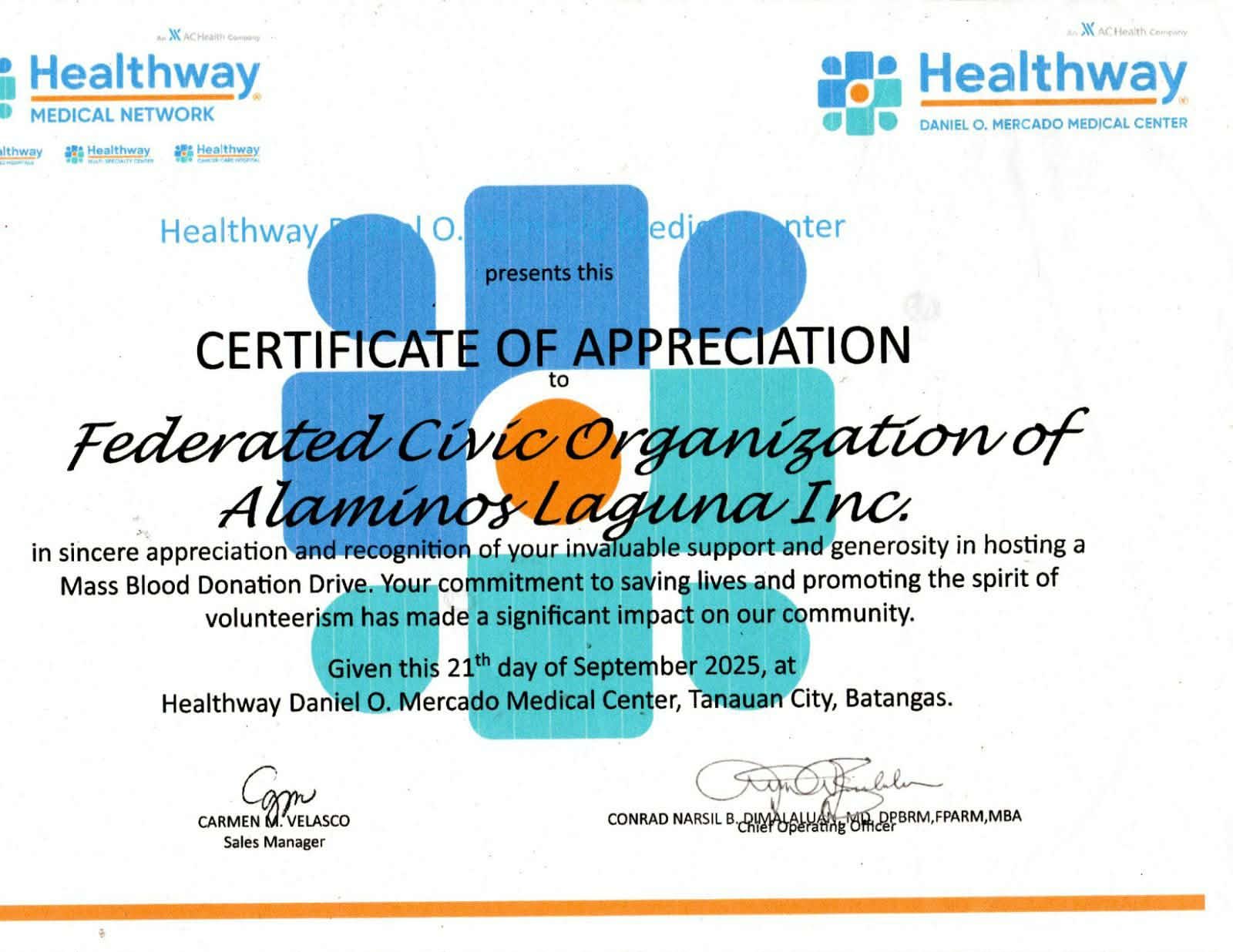 Certificate of Recognition